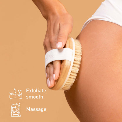 Hair Care and Massage Bundle: Bath Brush and Rubber Massager with Lotus wooden handle + 100% Natural Coconut Oil Hair Mask 10 Oz